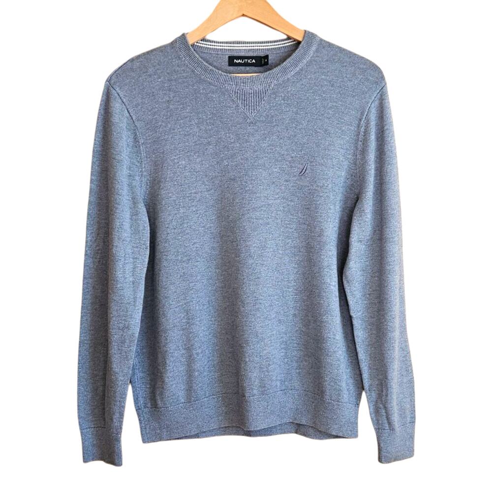 Nautica Men's Sweater Pullover Long Sleeve Light Blue Medium